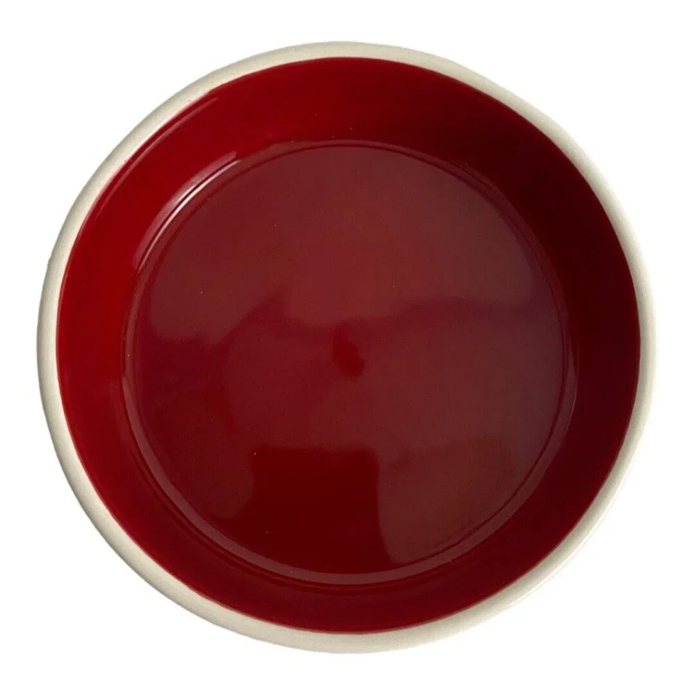 Rae Dunn MERRY CATMAS Cat Food Water Dish Red White 5